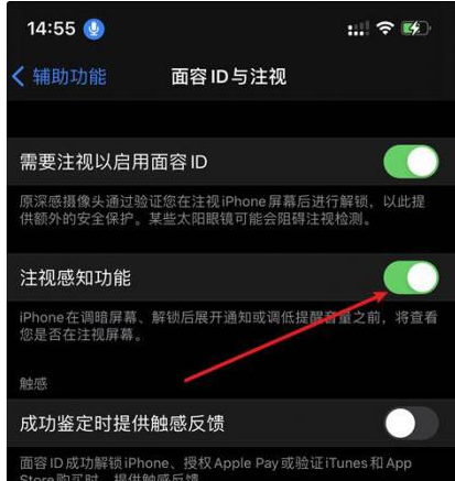 滴道苹果14维修网点分享iPhone14注视感知功能有什么用 